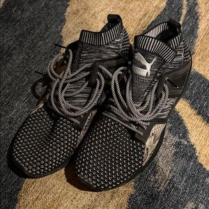 Puma Black & White Knit High-Top Sneakers